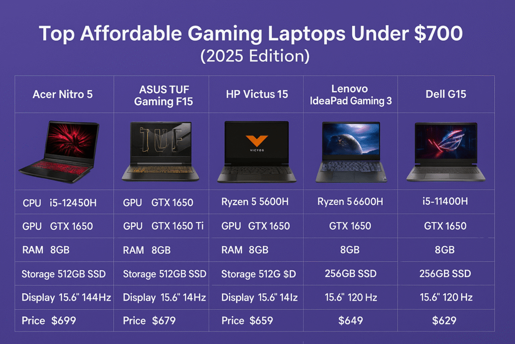 List of Affordable Gaming Laptops Under $700